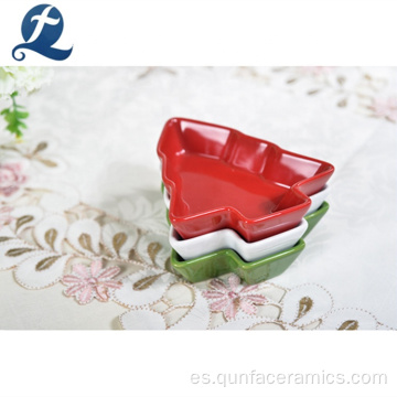 Platos de ensalada de frutas de cerámica para fiestas Plato de árbol de Navidad